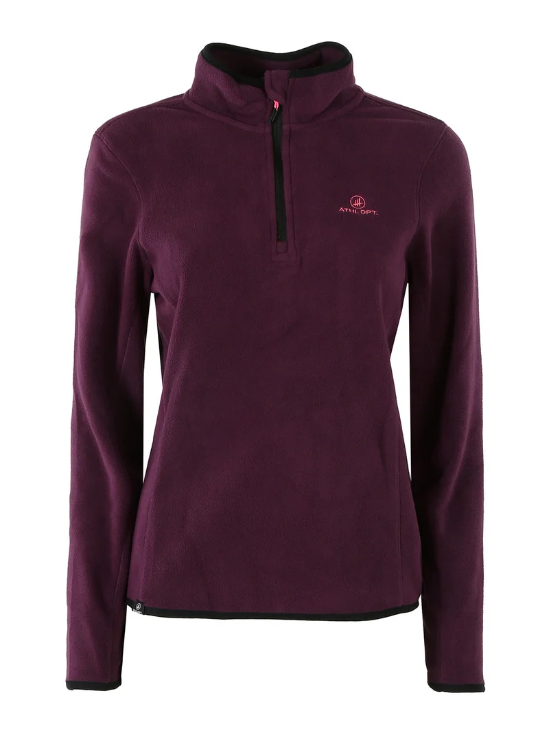 Felpa donna mezza zip in micropile - viola