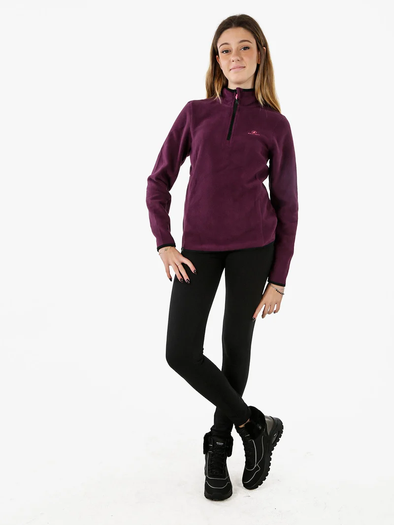 Felpa donna mezza zip in micropile - viola