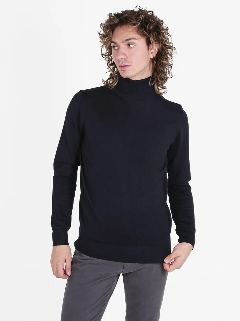 Dolcevita da uomo in maglia - blu scuro