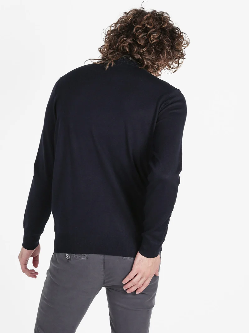 Dolcevita da uomo in maglia - blu scuro