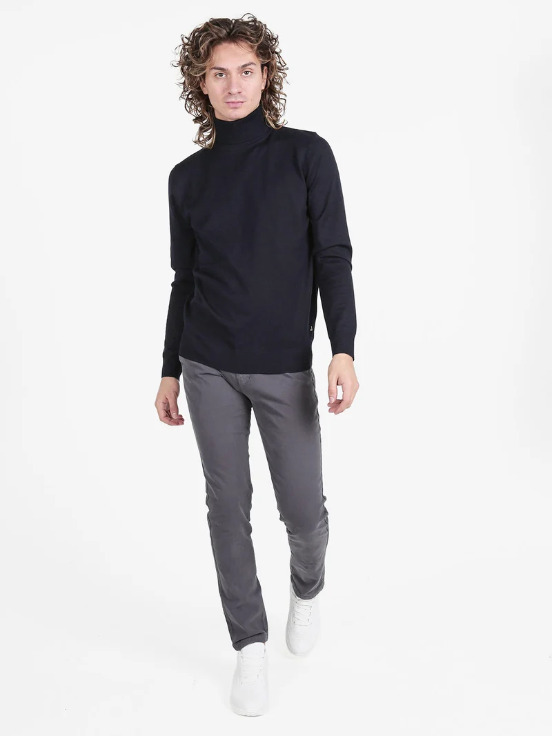 Dolcevita da uomo in maglia - blu scuro