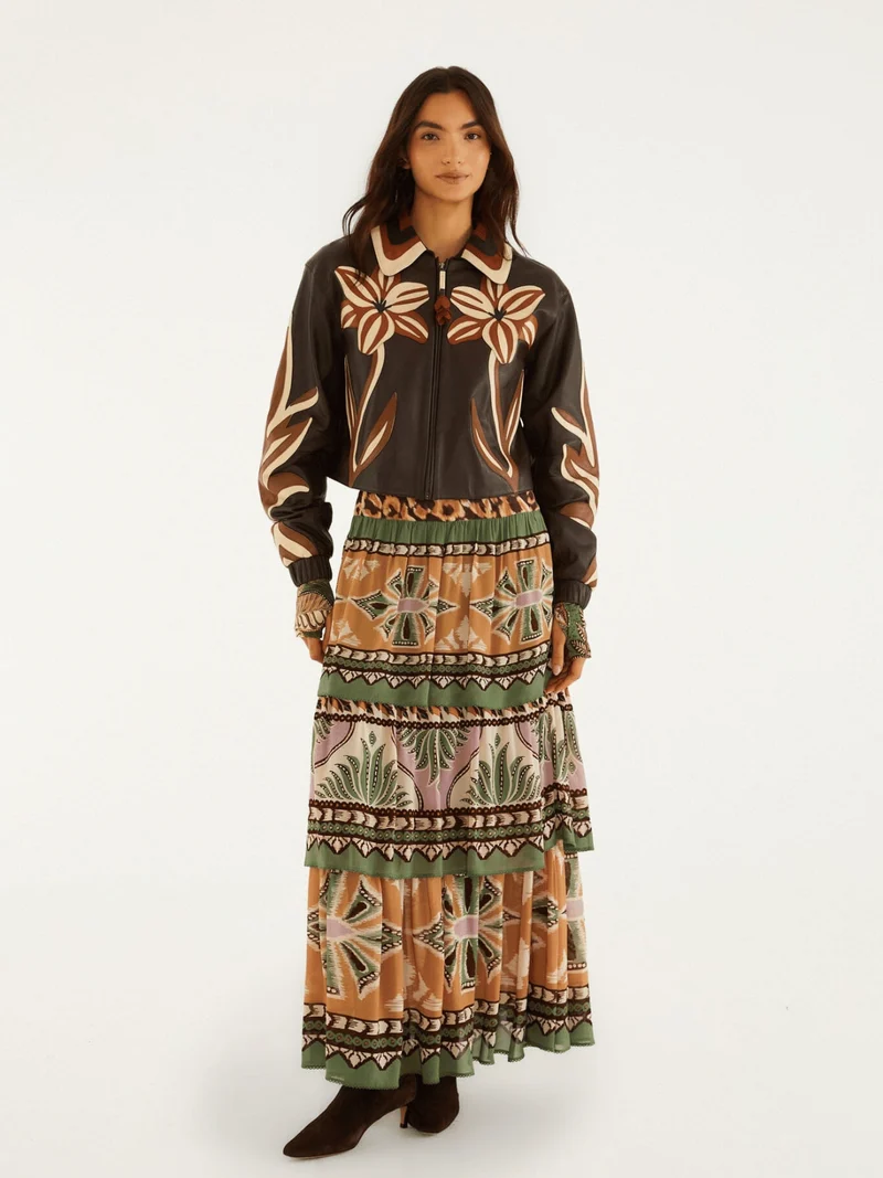 Flower Cutwork Lederjacke