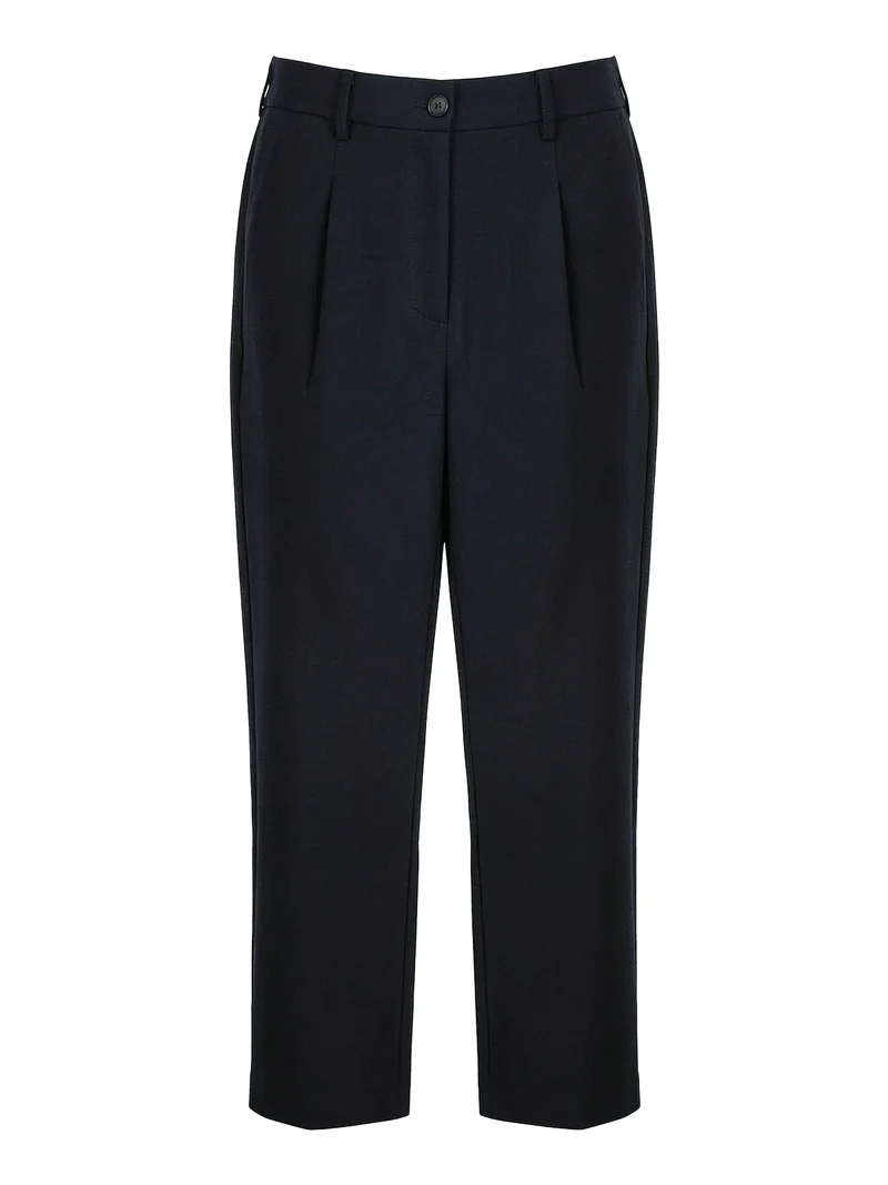 Pantaloni sartoriali da uomo a gamba larga con piega - blu scuro
