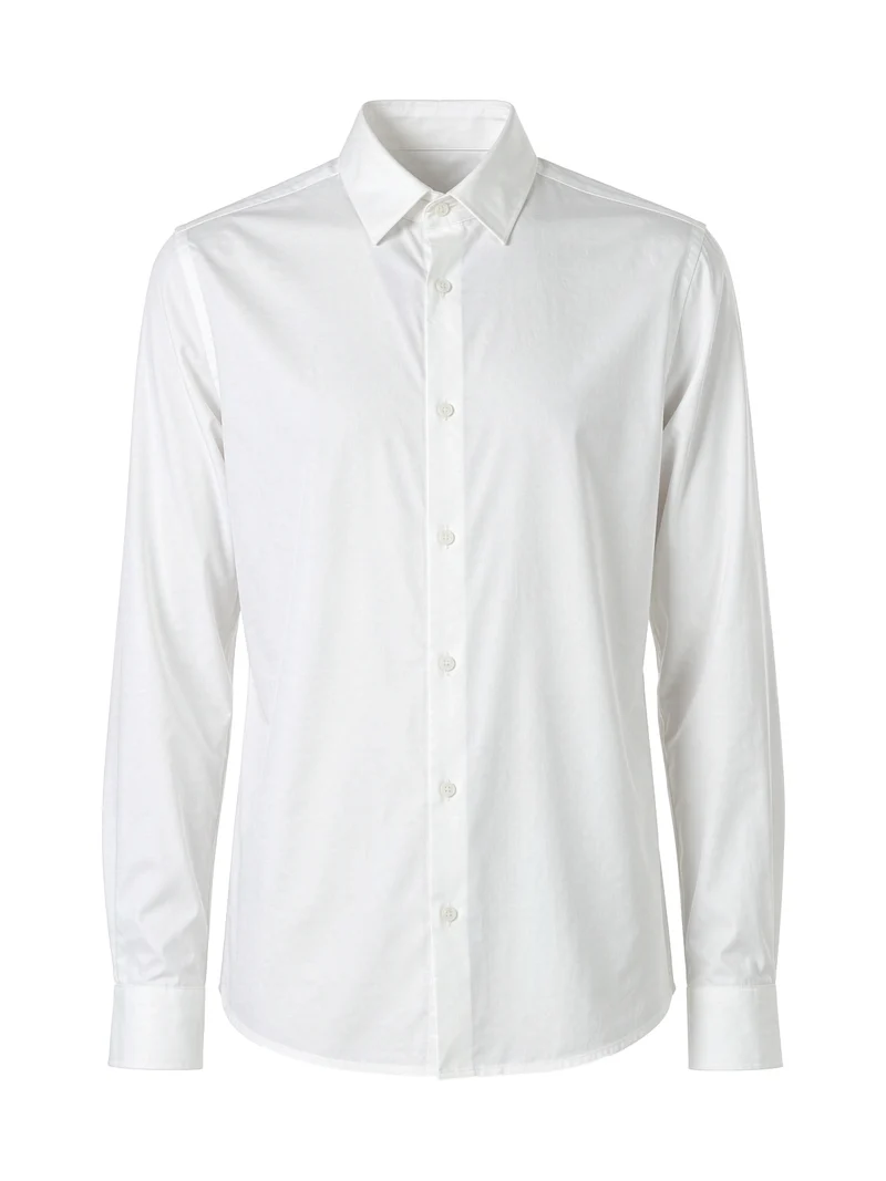 Camicia da uomo a maniche lunghe in cotone bamboo - bianco