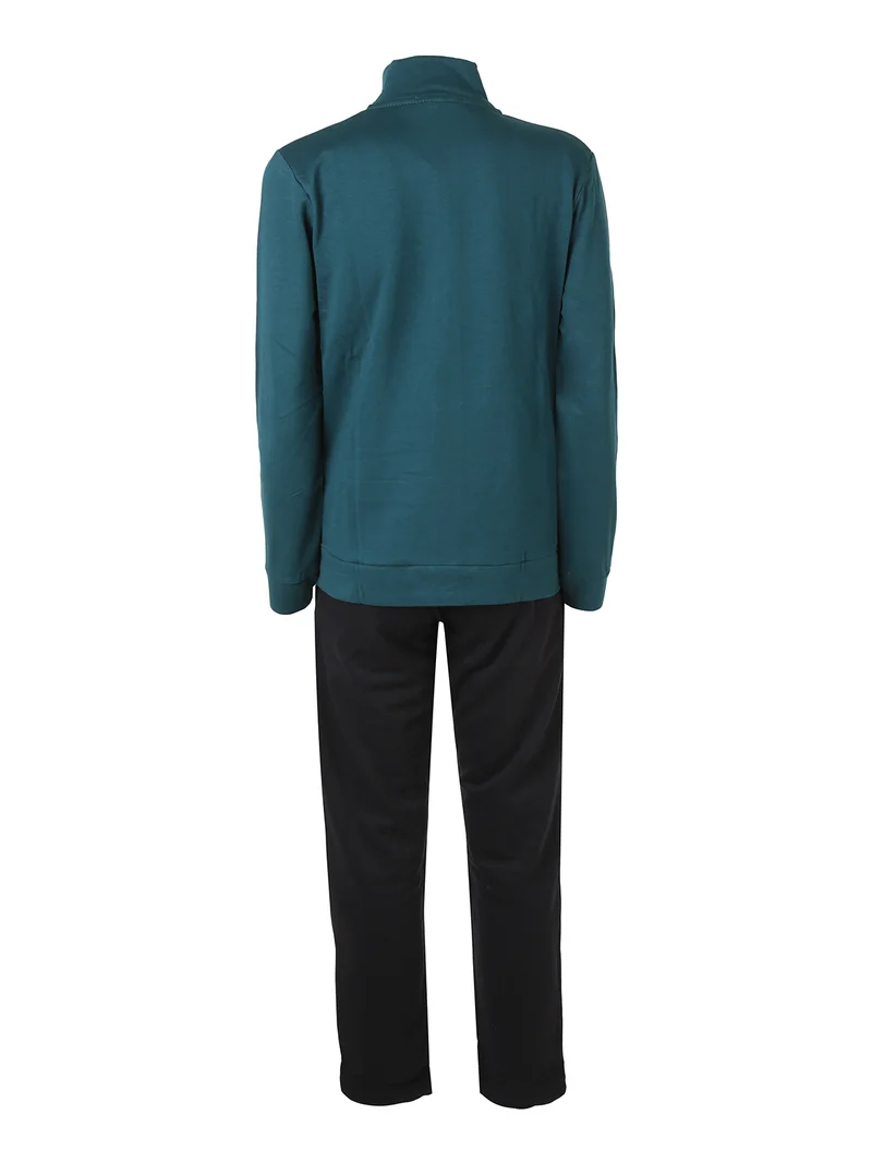 Completo tuta da donna in felpa con zip intera e interno in caldo cotone - ottanio