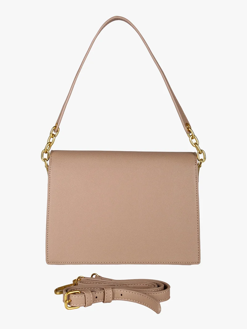 Borsa donna rigida in ecopelle con patta - khaki