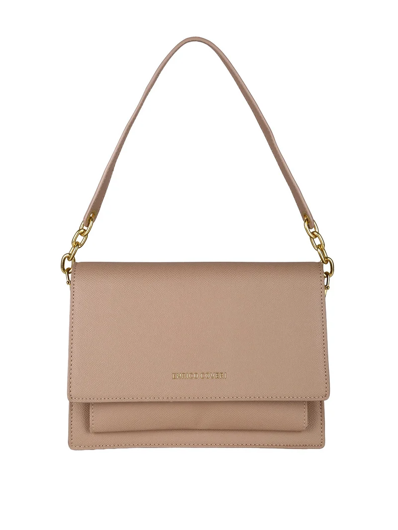 Borsa donna rigida in ecopelle con patta - khaki