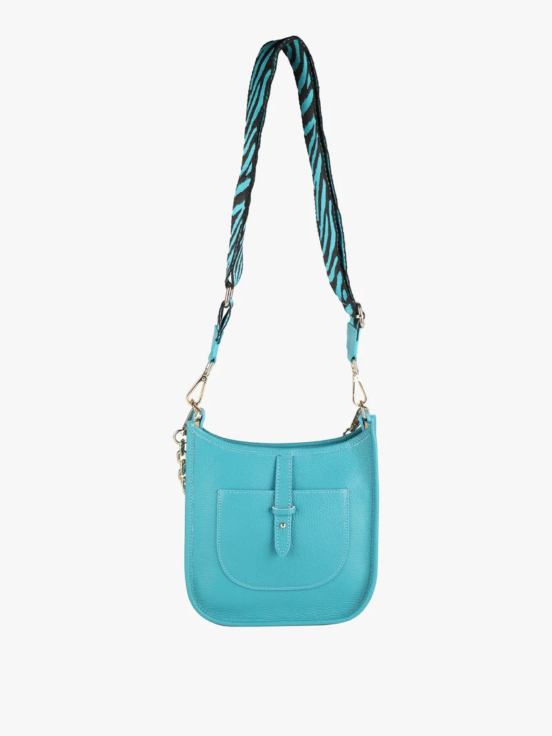 Borsetta in pelle con catena da donna - turchese