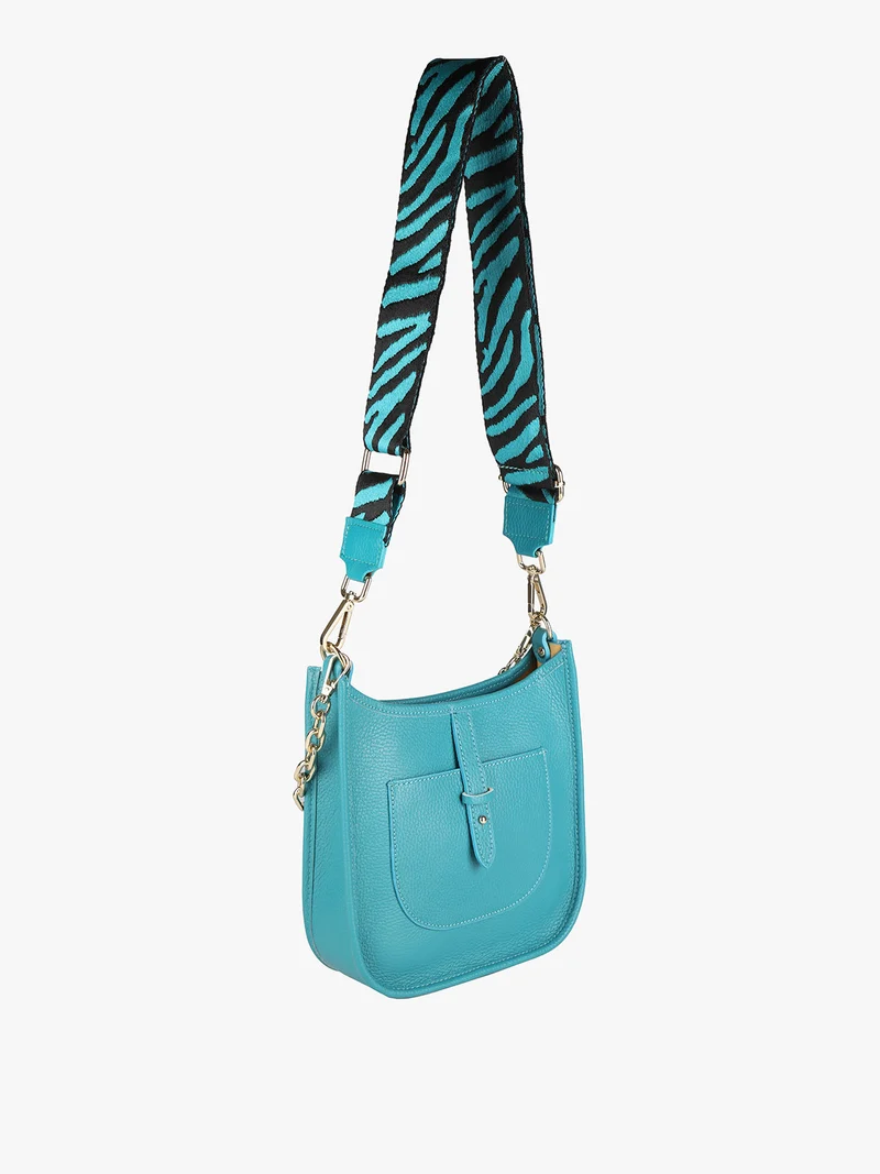 Borsetta in pelle con catena da donna - turchese