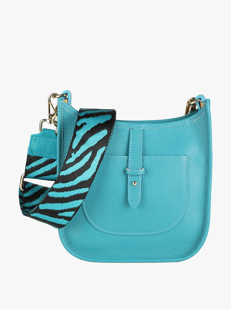 Borsetta in pelle con catena da donna - turchese