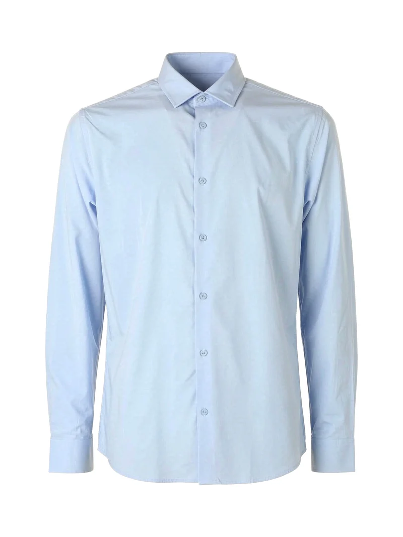 Camicia da uomo a maniche lunghe in cotone bamboo - azzurro