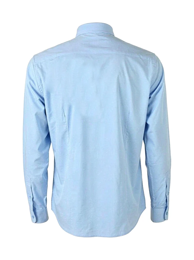 Camicia da uomo a maniche lunghe in cotone bamboo - azzurro