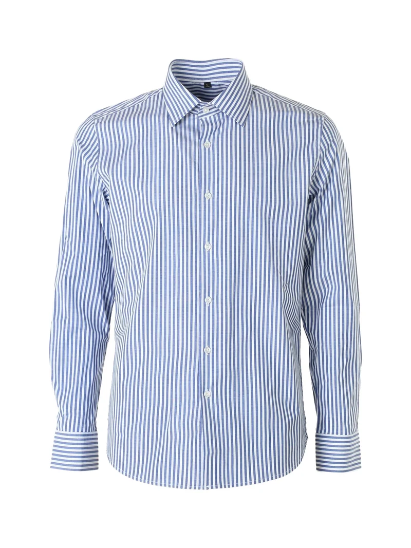 Camicia da uomo a maniche lunghe con stampa a righe - blu