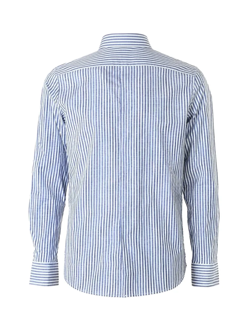 Camicia da uomo a maniche lunghe con stampa a righe - blu