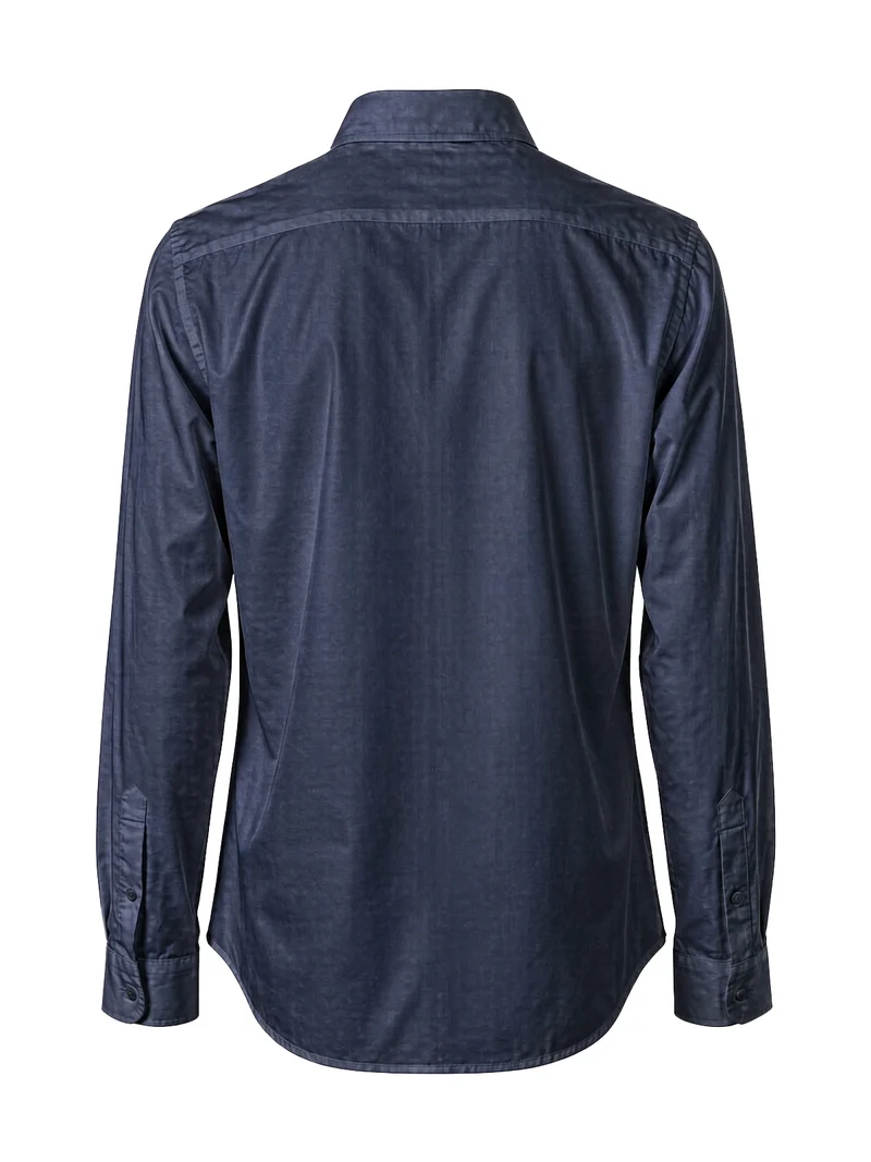 Camicia da uomo a maniche lunghe in cotone - blu scuro