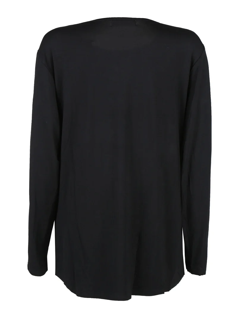 T-shirt donna a maniche lunghe con strass - nero