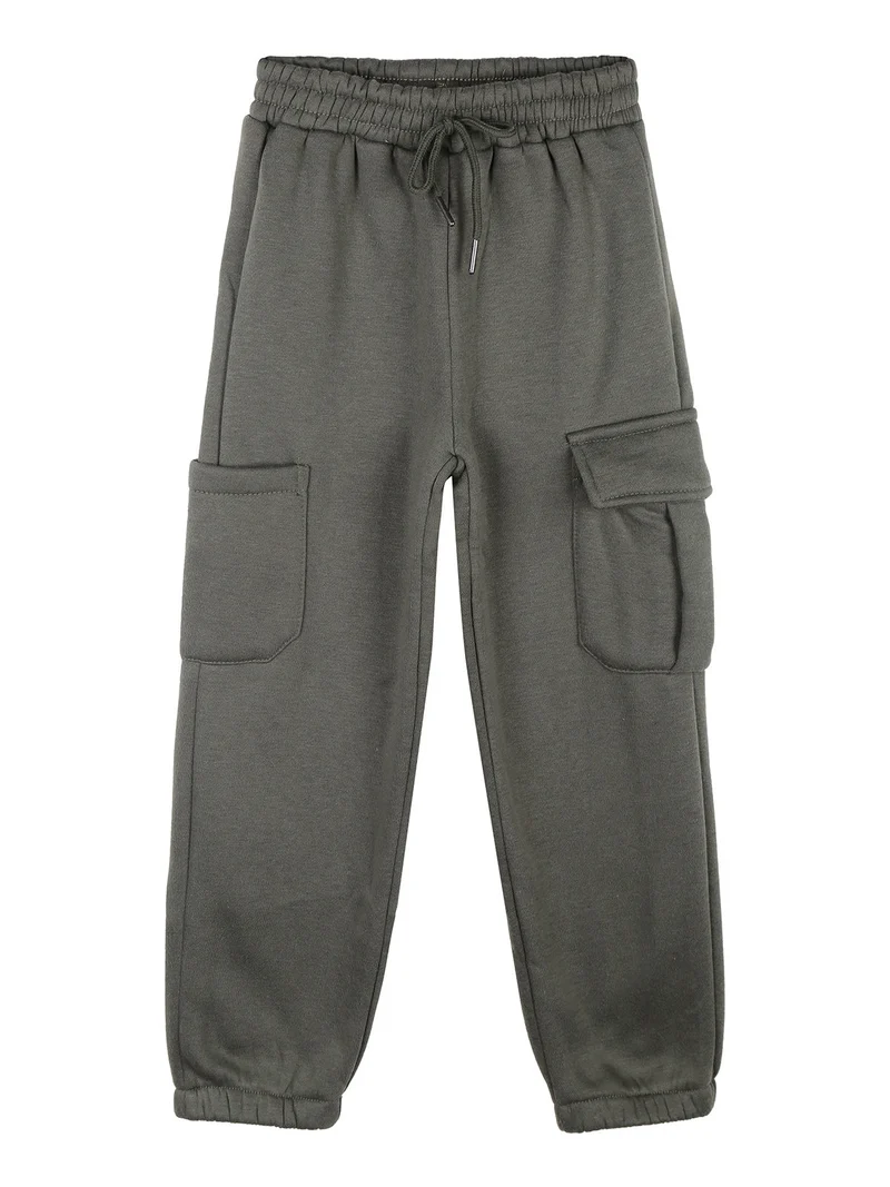 Pantaloni tuta da bambina felpati con tasconi laterali - militare