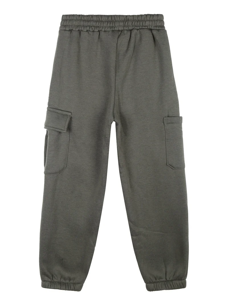 Pantaloni tuta da bambina felpati con tasconi laterali - militare