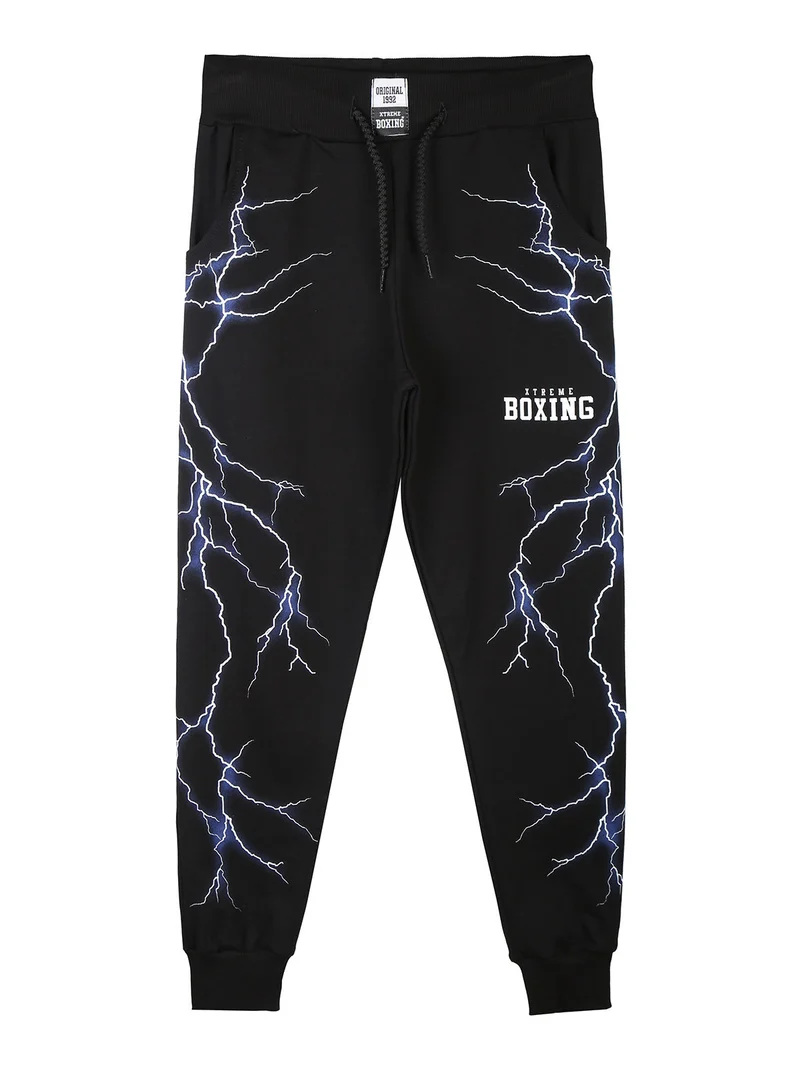 Pantaloni sportivi da ragazzo con coulisse e stampe - nero