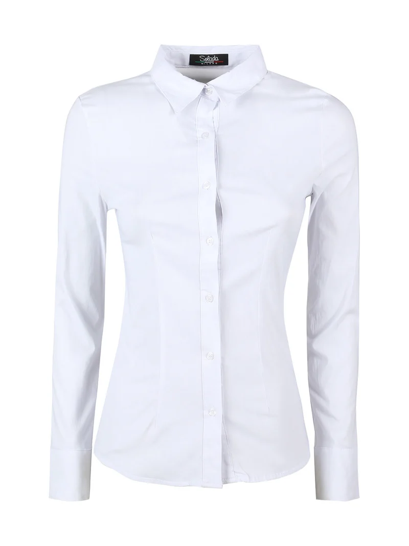 Camicia donna classica stretch a maniche lunghe - bianco