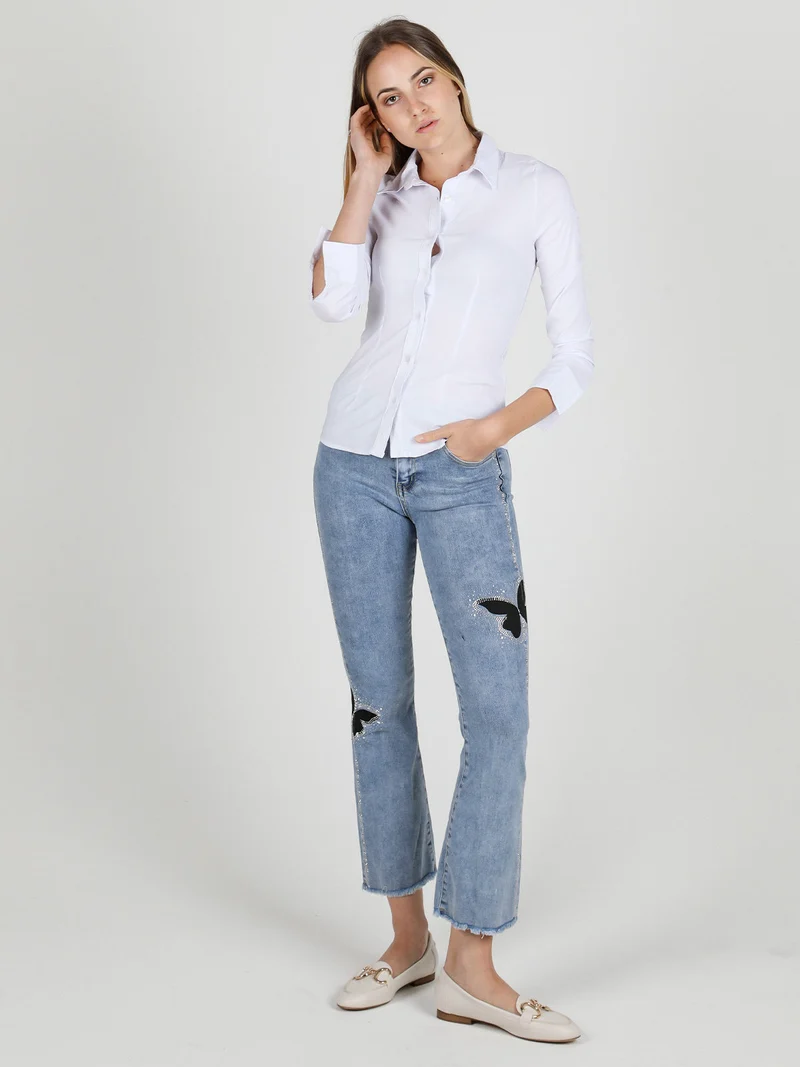 Camicia donna classica stretch a maniche lunghe - bianco