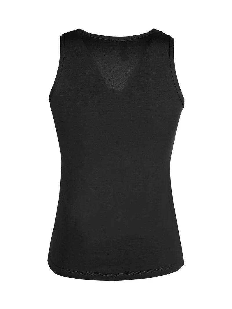 P0718M Top donna in bamboo a spalla larga - nero