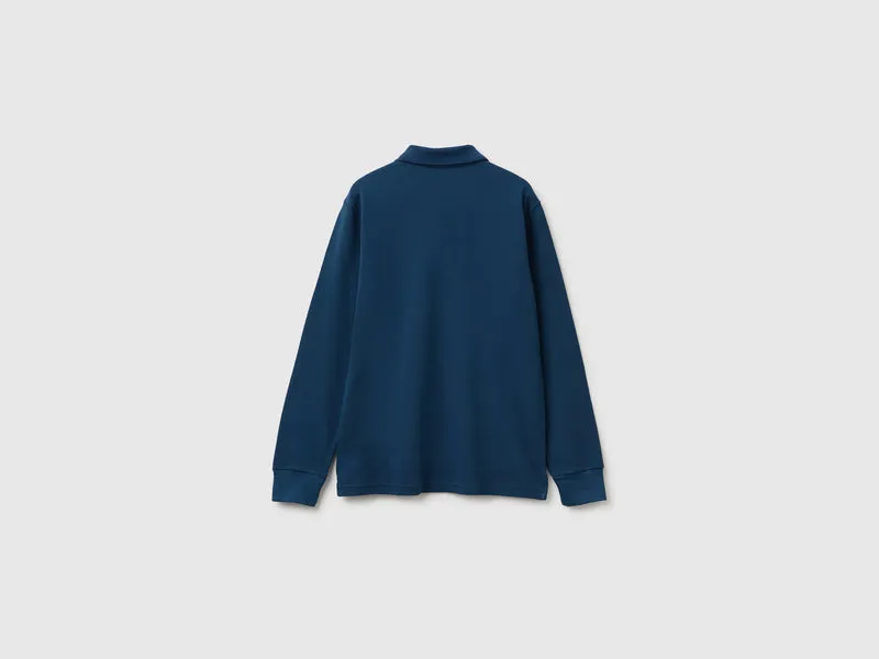 Langärmeliges Poloshirt aus Bio-Baumwolle