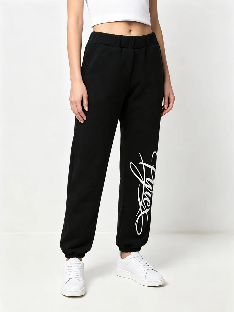 Pantaloni sportivi da donna in felpa con logo - nero