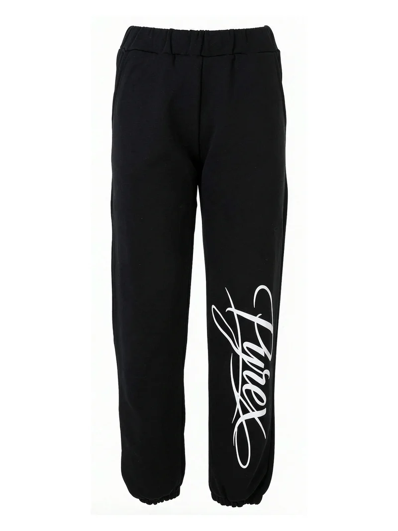 Pantaloni sportivi da donna in felpa con logo - nero