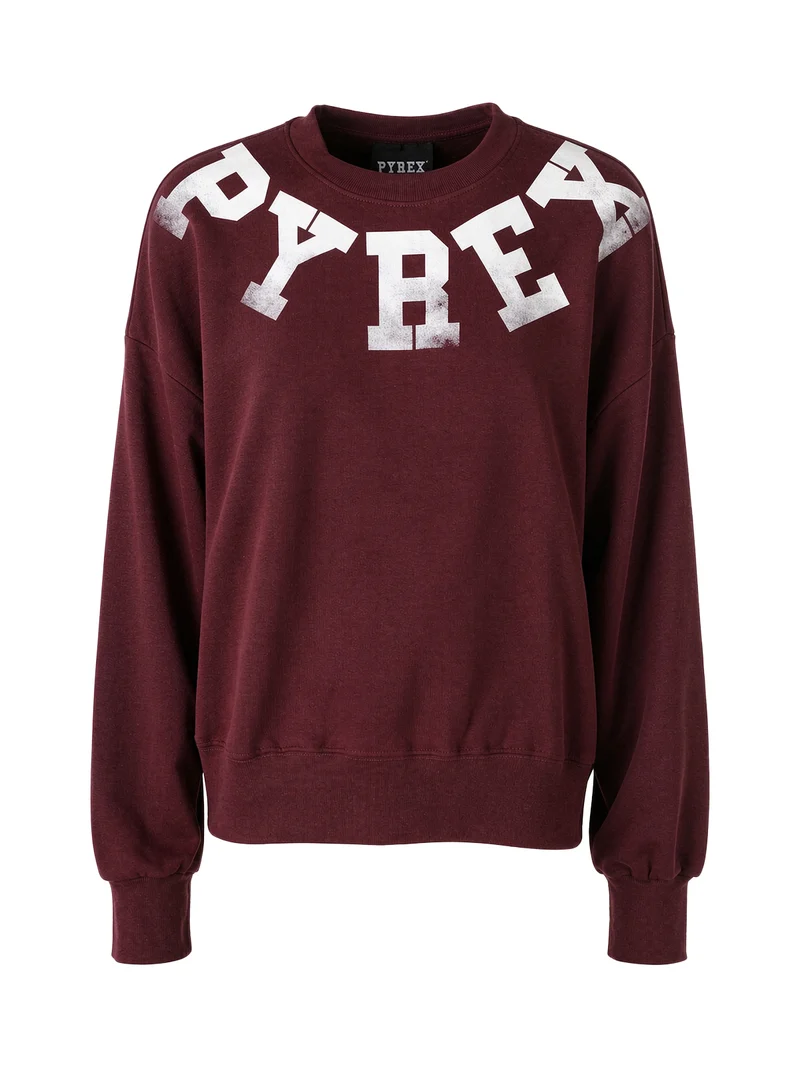 Felpa girocollo da donna oversize con logo - bordeaux