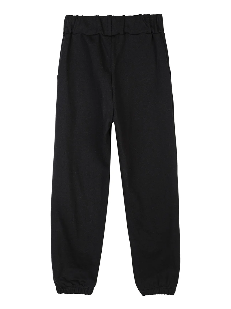 Pantaloni sportivi da ragazza con elastico alla caviglia - nero