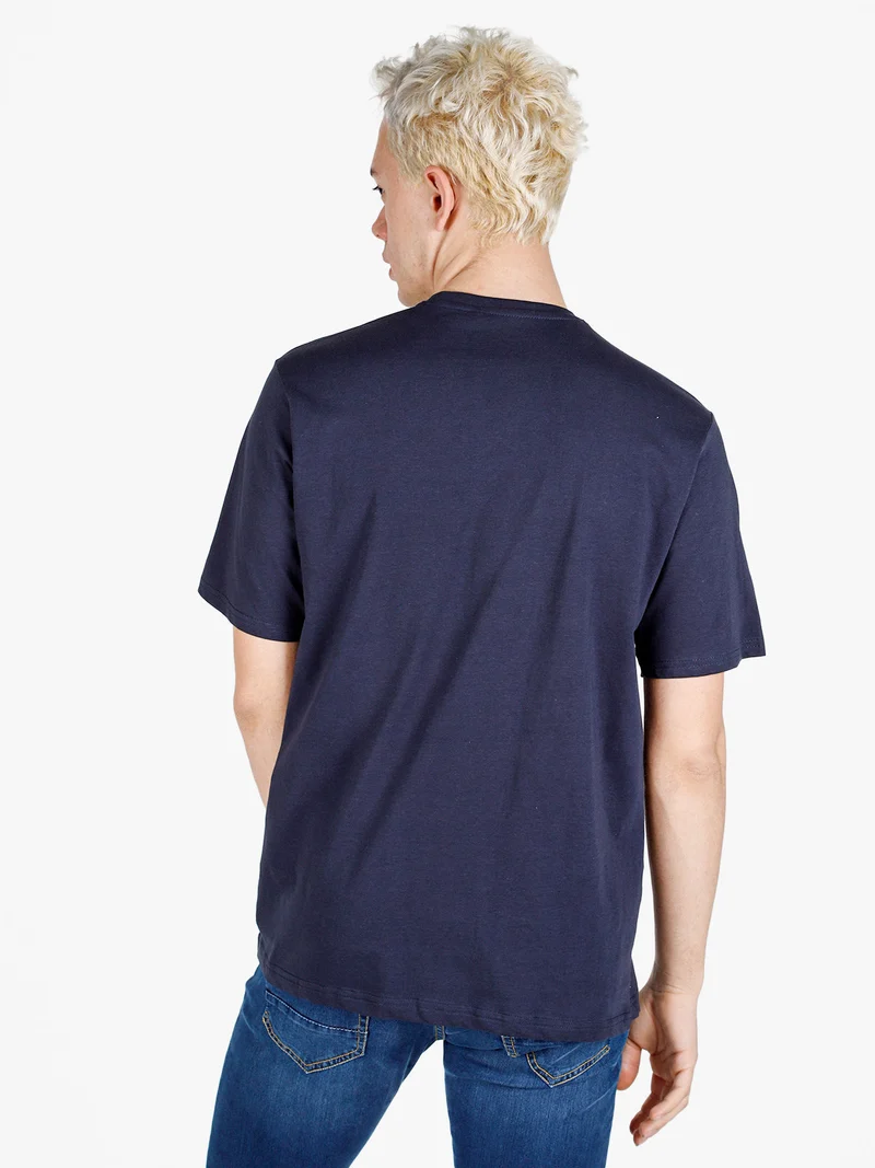 T-shirt da uomo in cotone con logo - blu scuro