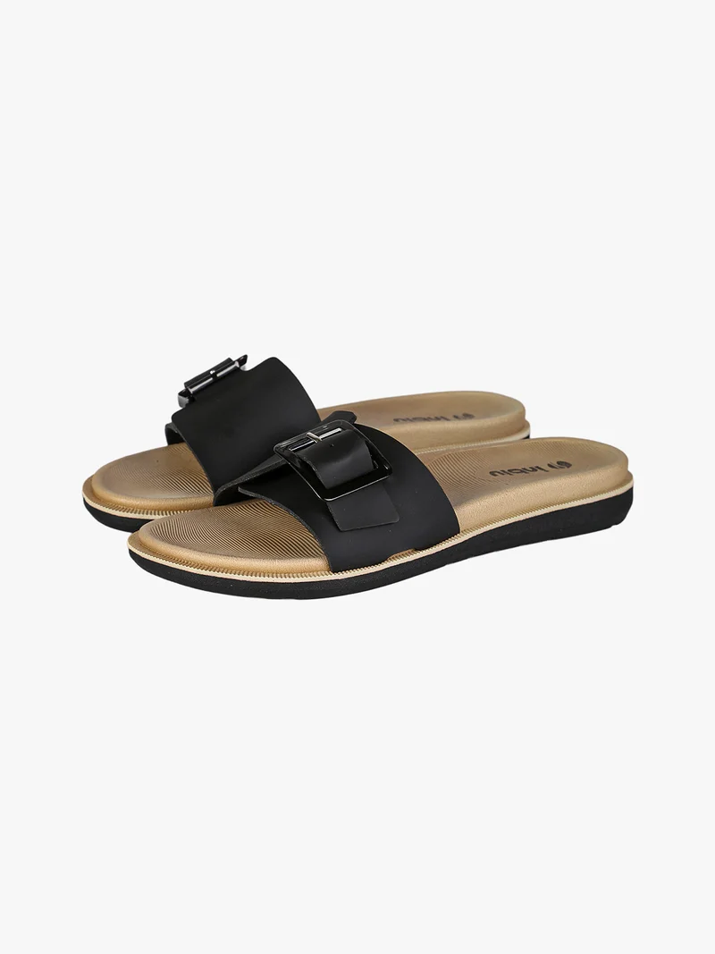 DUAL DENSITY Ciabatte donna con fibbia - nero