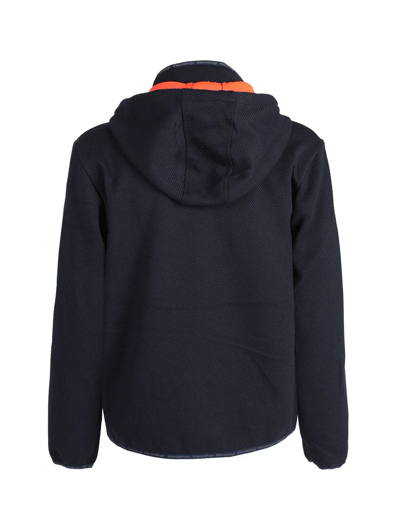 Giubbino da uomo impermeabile con cappuccio e zip - blu scuro