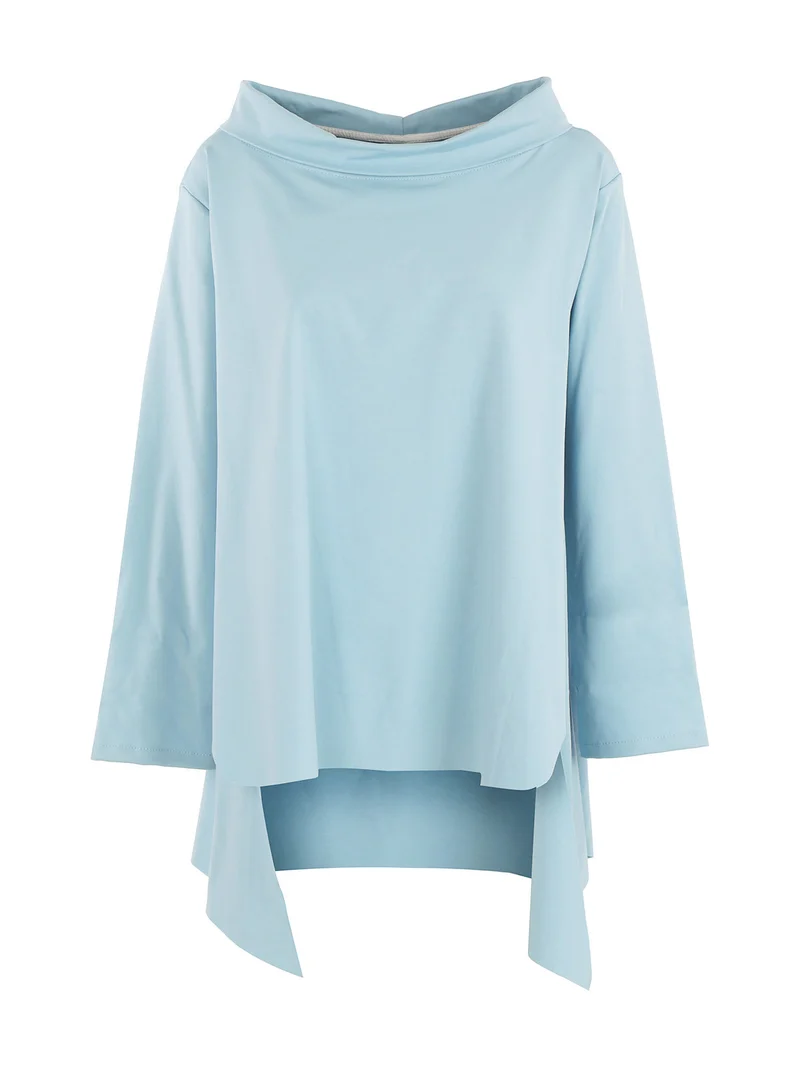 Maxi blusa da donna in misto cotone - azzurro