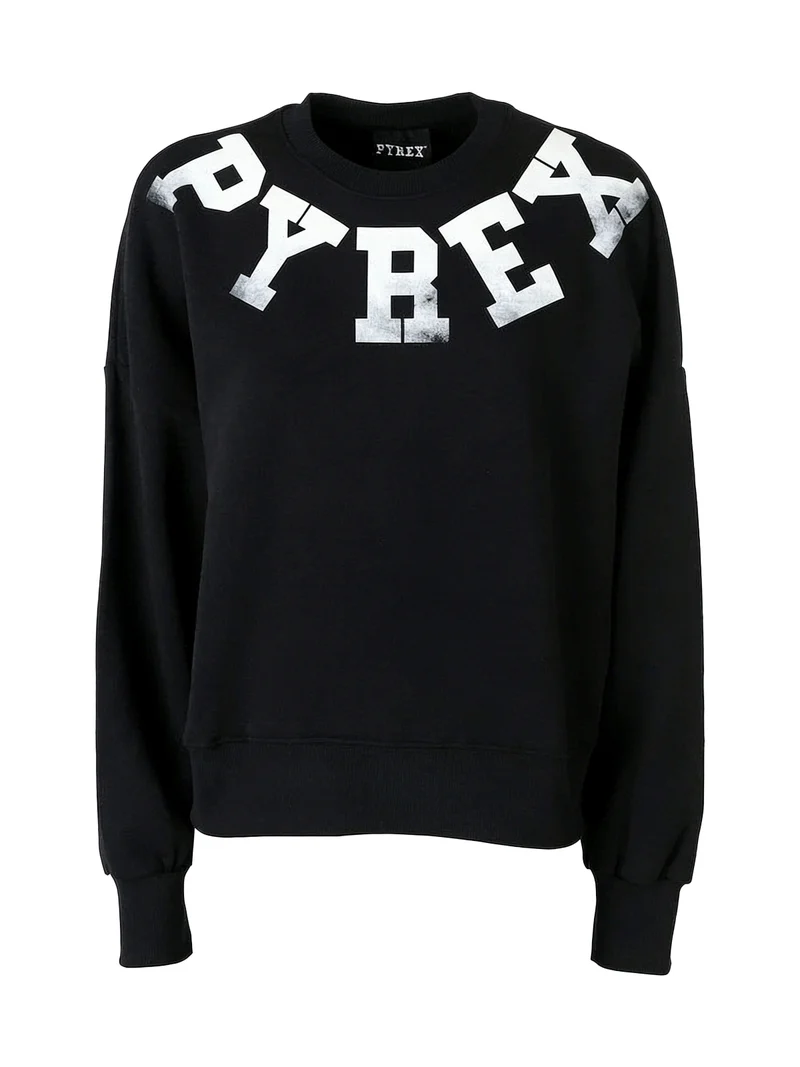 Felpa girocollo da donna oversize con logo - nero