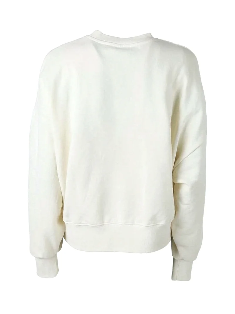 Felpa girocollo da donna oversize con logo - panna