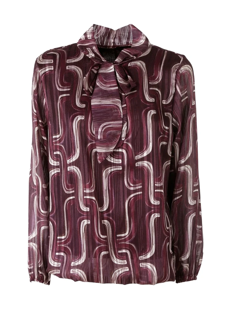 Blusa donna a maniche lunghe velate con lurex - bordeaux