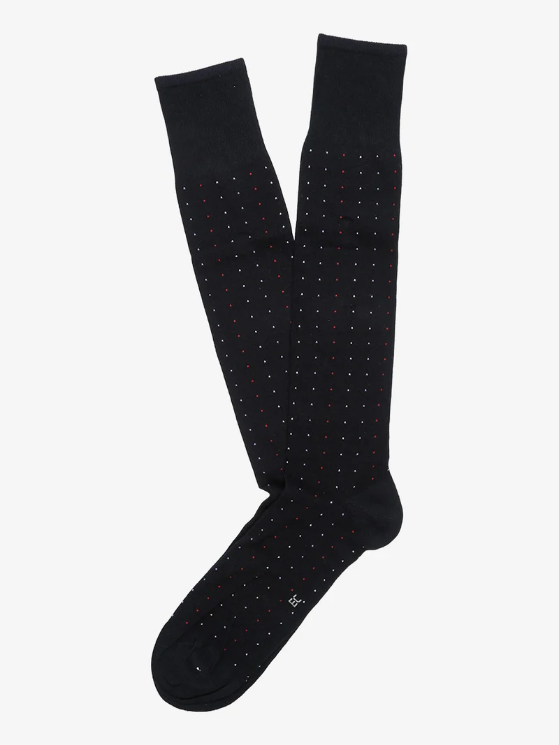 Calze lunghe da uomo a pois - blu scuro