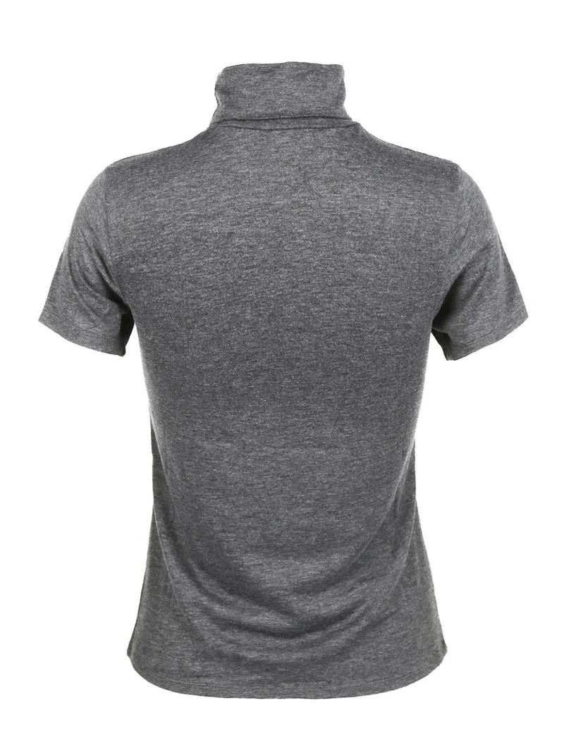 T-shirt dolcevita da donna in tinta unita - grigio scuro