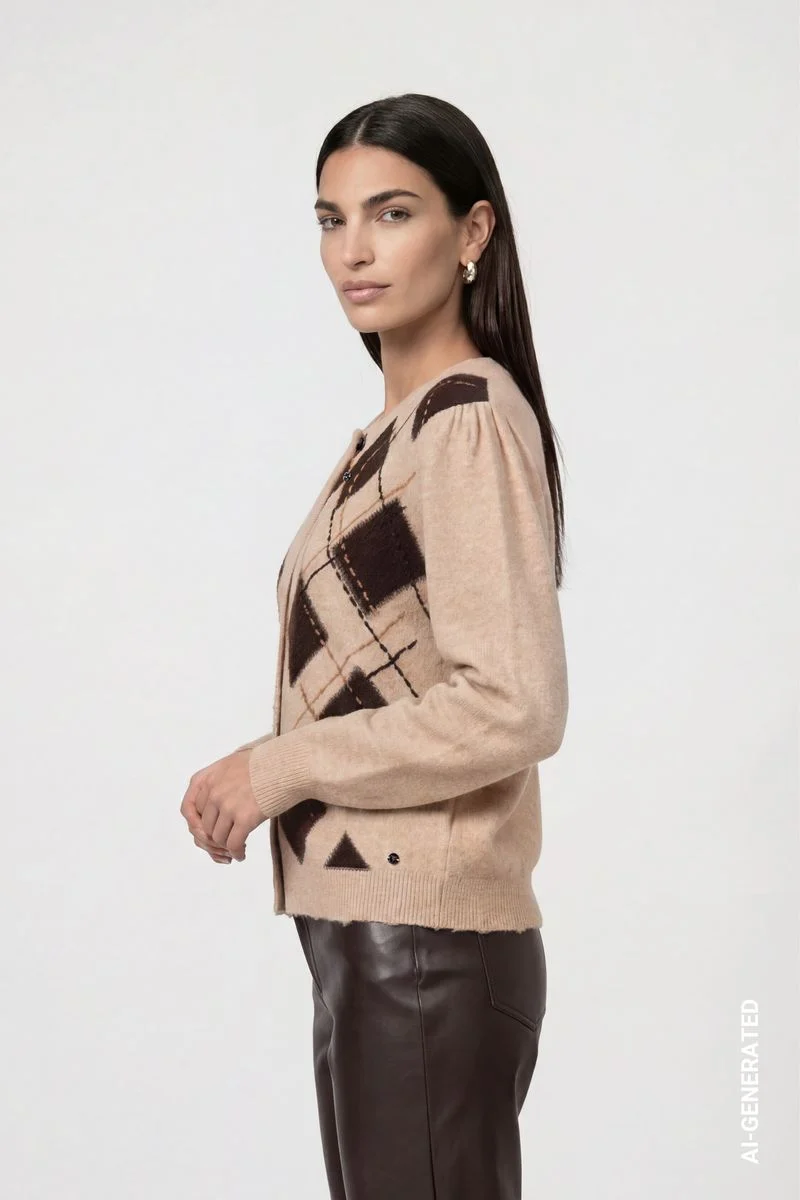 Strickjacke mit Rautenmuster