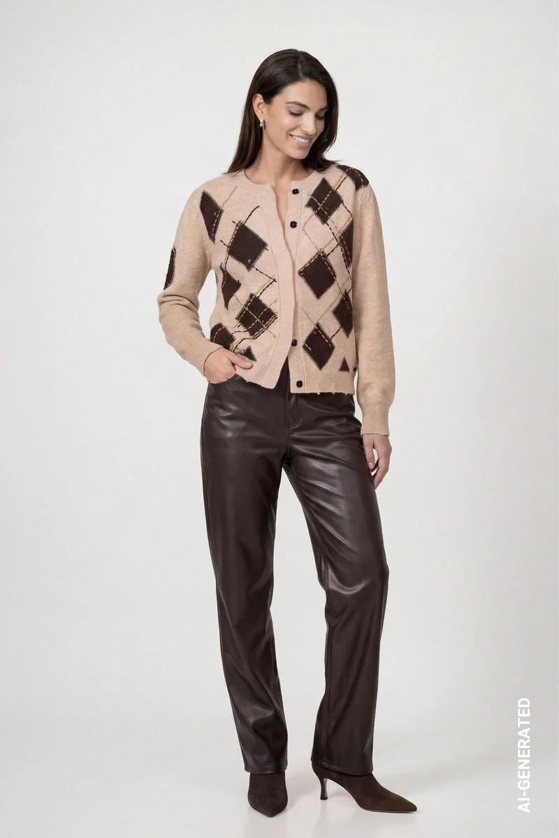 Strickjacke mit Rautenmuster