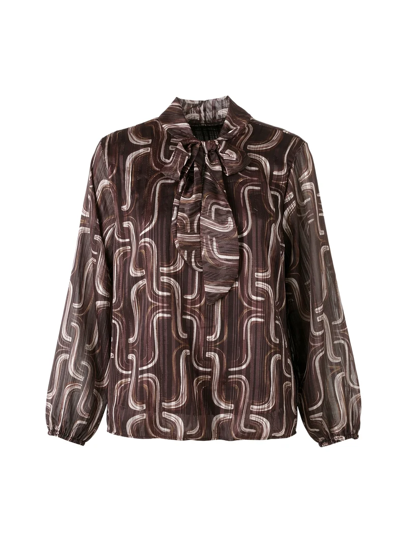 Blusa donna a maniche lunghe velate con lurex - moro