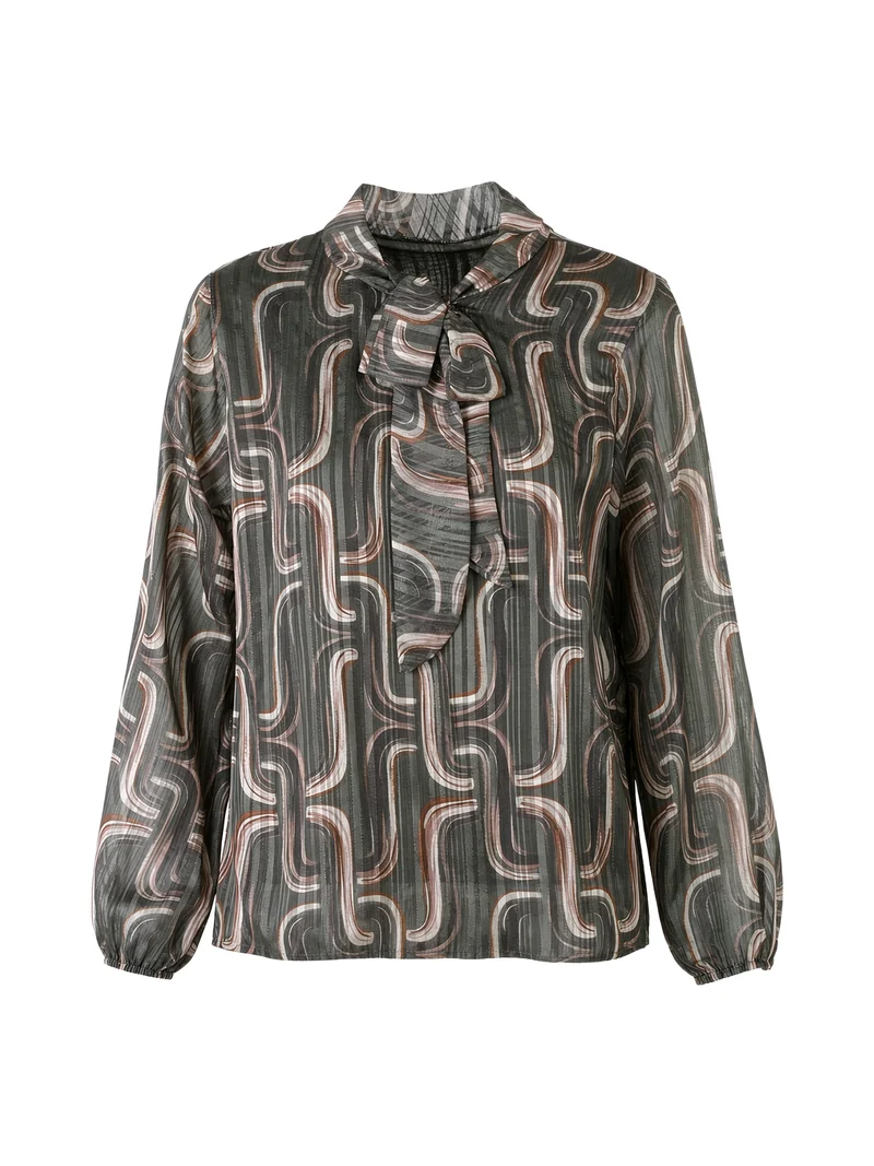 Blusa donna a maniche lunghe velate con lurex - verde