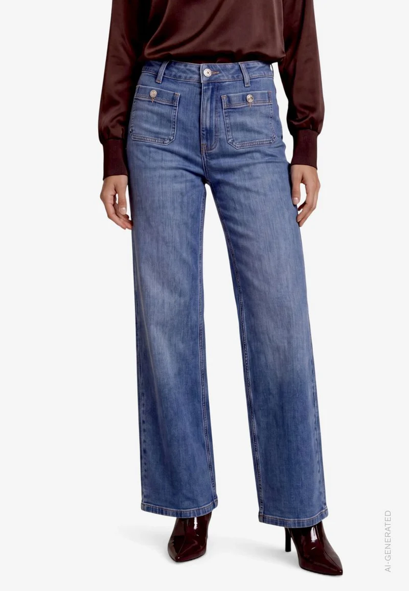 Damen Flared Jeans mit aufgesetzten Taschen