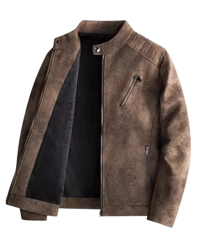 Elegant Fleece Lined Leather Jacket