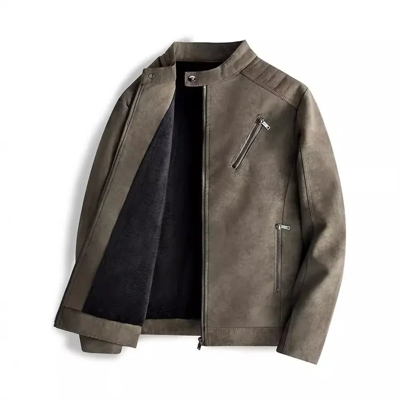 Elegant Fleece Lined Leather Jacket