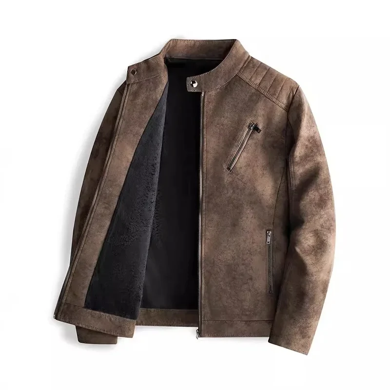 Elegant Fleece Lined Leather Jacket