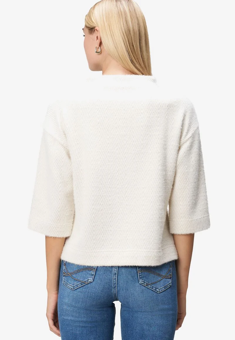 Damen Sweatshirt 3/4 Arm mit Fischgrätmuster