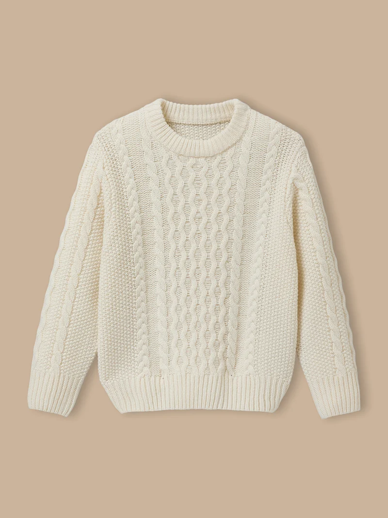 Jungenpullover mit Wolle und Zopfmuster